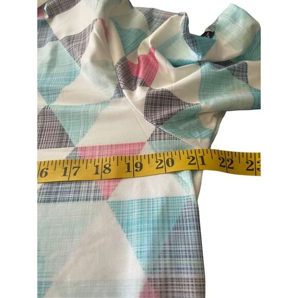 New Yatta Mens Multicolor Geometric Two Button Placket Golf Polo Shirt Size L - Picture 8 of 16